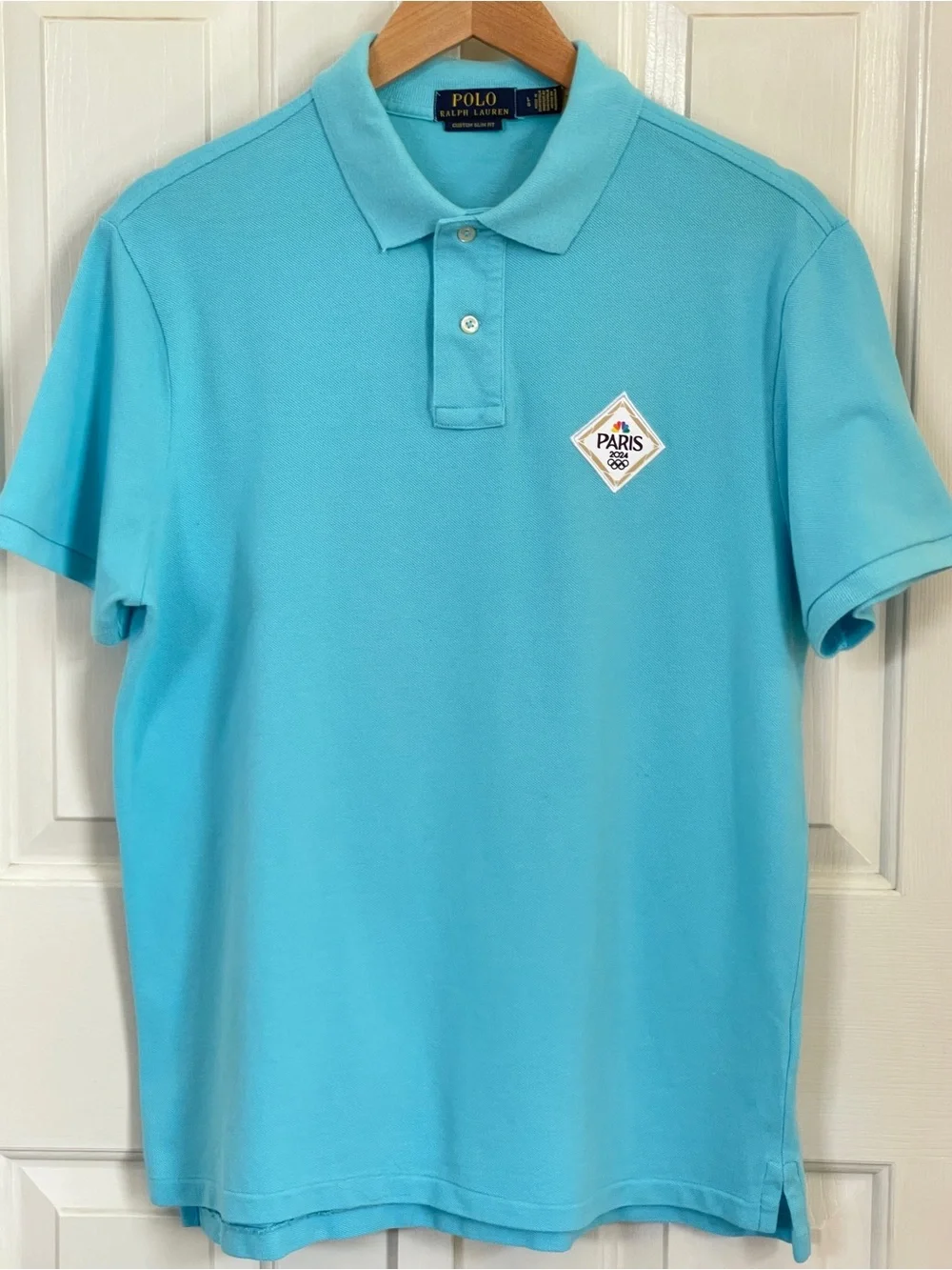 Polo Ralph Lauren NBC Paris 2024 Olympics Custom Slim Fit Polo Blue L